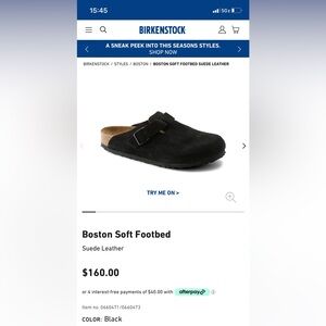 New with tags — Birkenstock Boston clogs — black suede, US size women’s 6